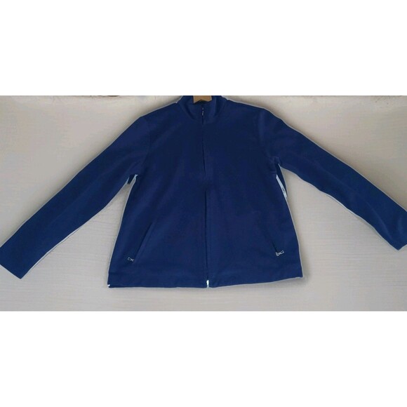 Lands' End Navy Track Jacket Sz 8-10 M Zip-Up Activewear Workout Performance - Picture 4 of 10